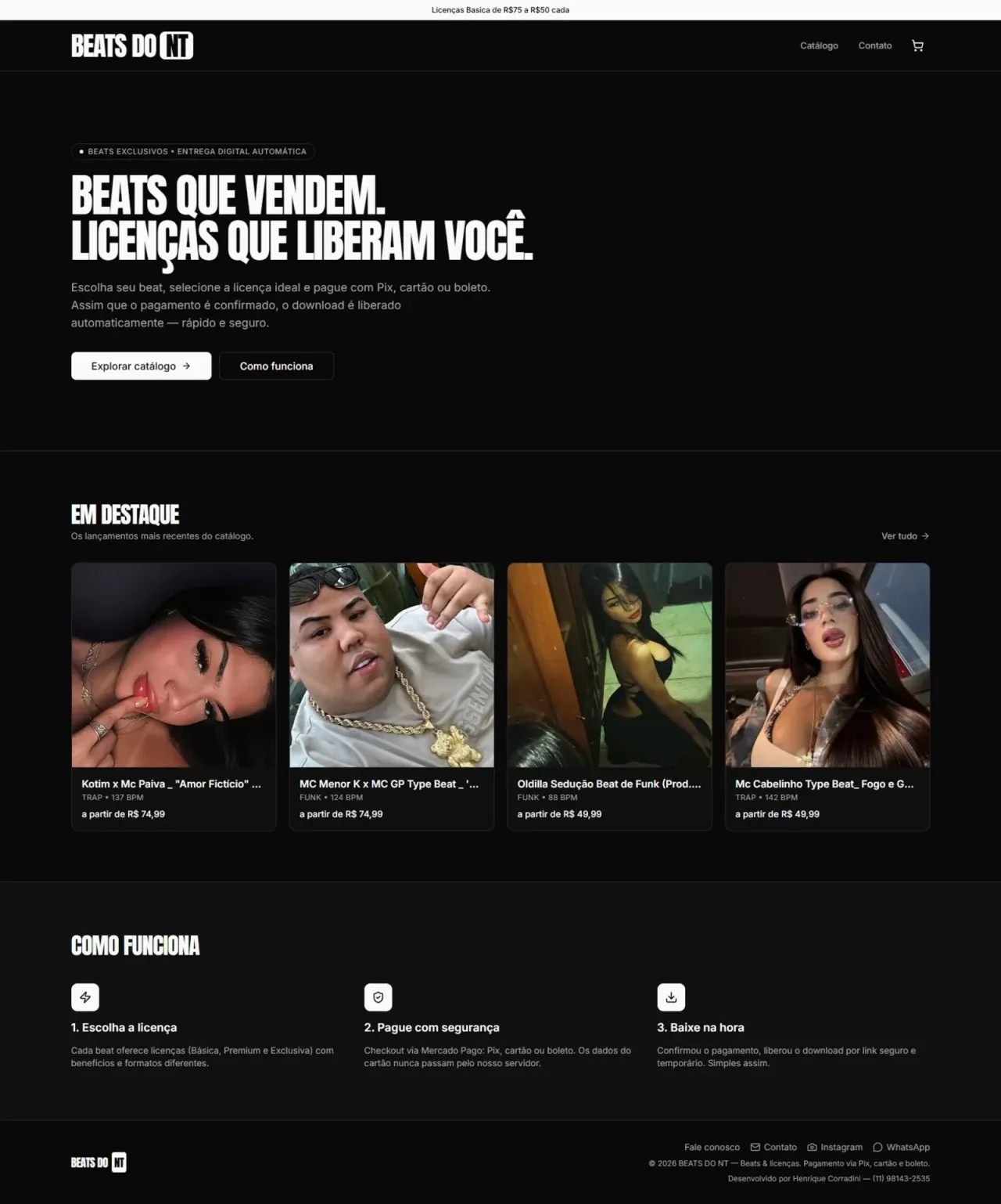 Screenshot do projeto BEATS DO NT