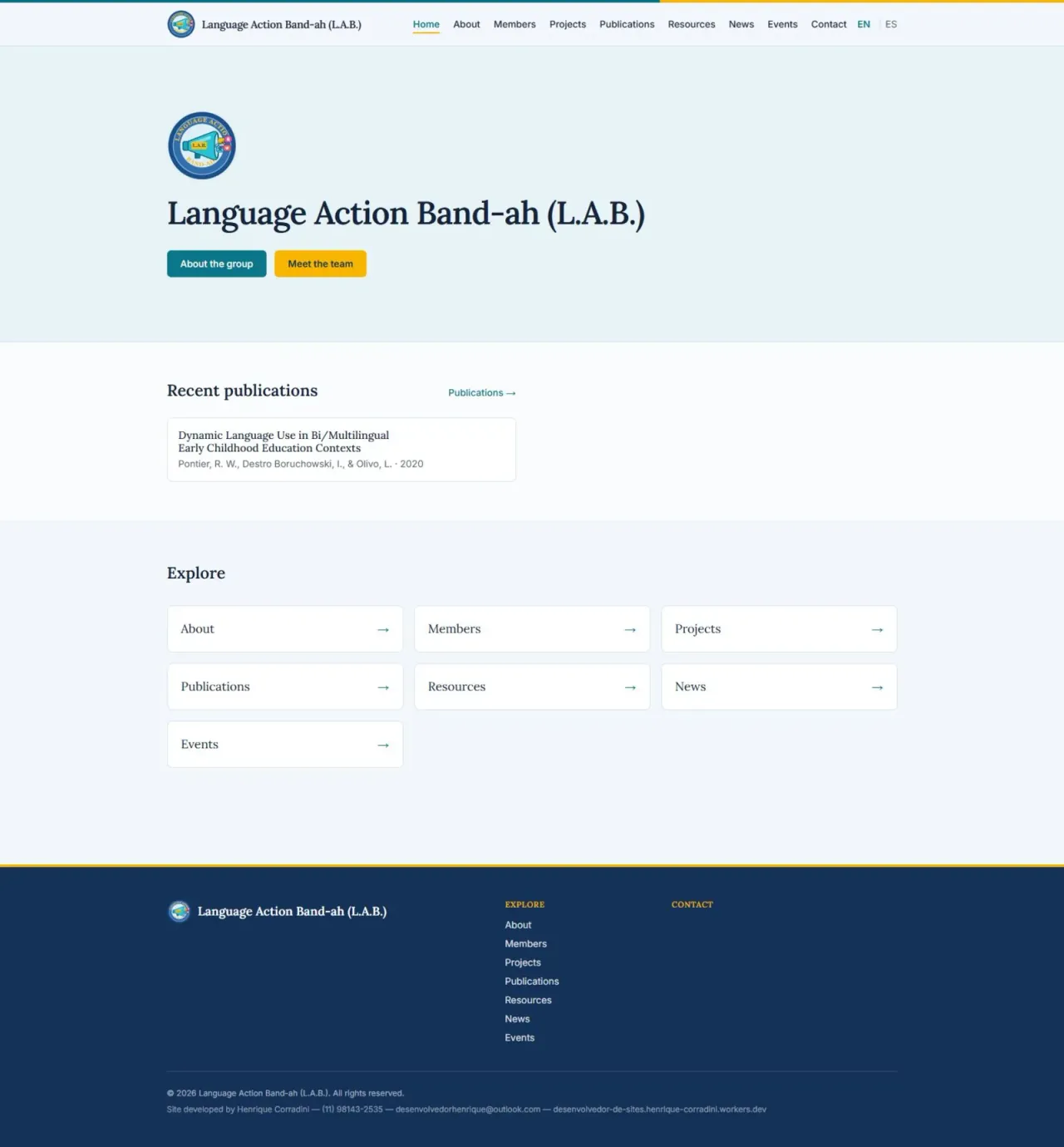 Screenshot do projeto Language Action Band-ah (L.A.B.)