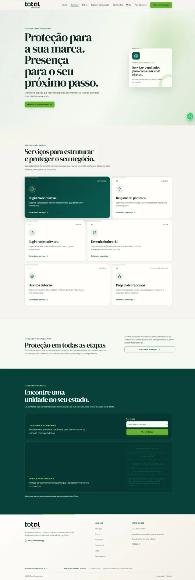 Screenshot da página Serviços do projeto Total Documentos